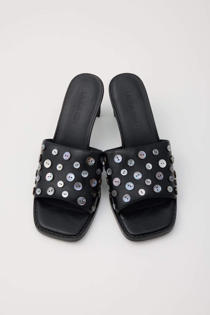 SHELL BUTTON ミュール BLK M