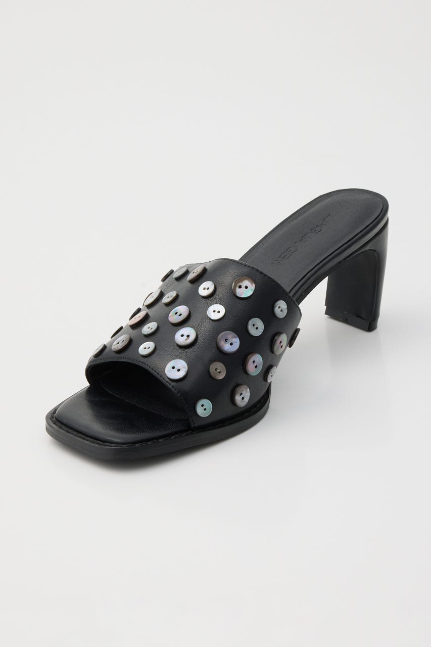 SHELL BUTTON ミュール BLK M