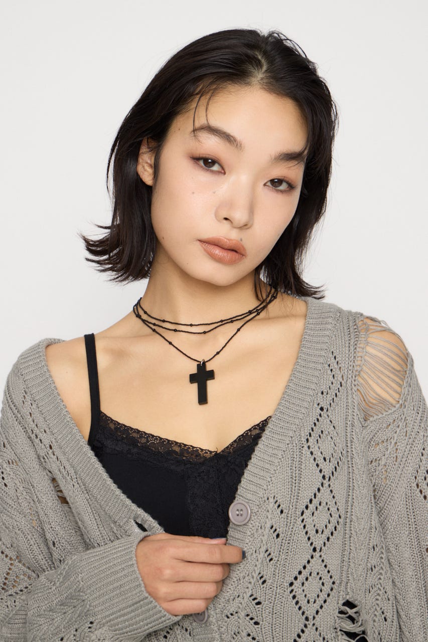 CROSS BEADS ネックレス BLK FREE