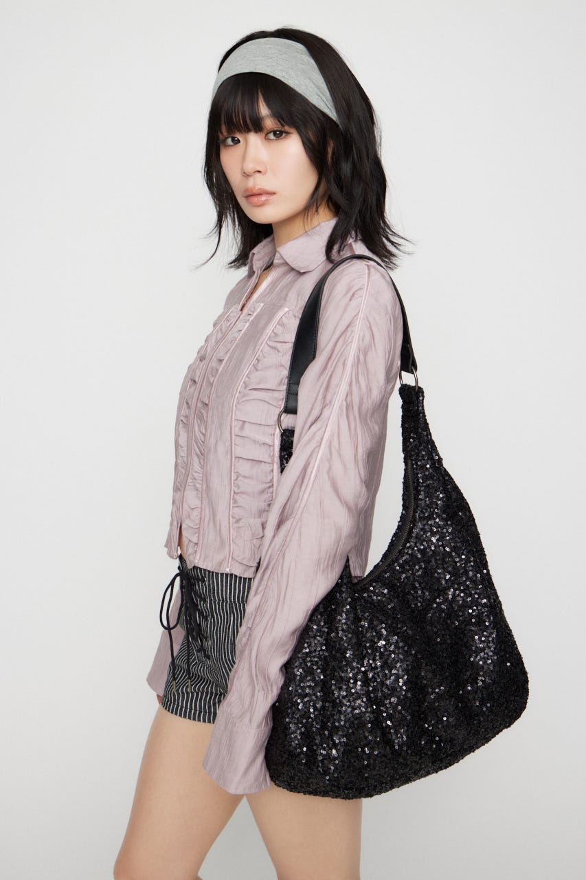 SEQUINS BIG バッグ BLK FREE