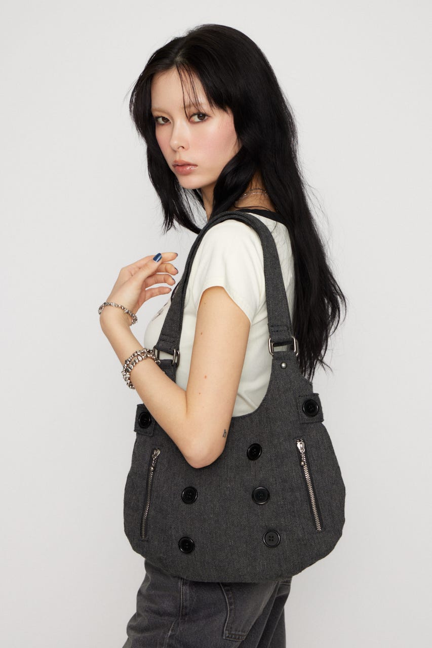 DOUBLE BUTTON バッグ BLK FREE