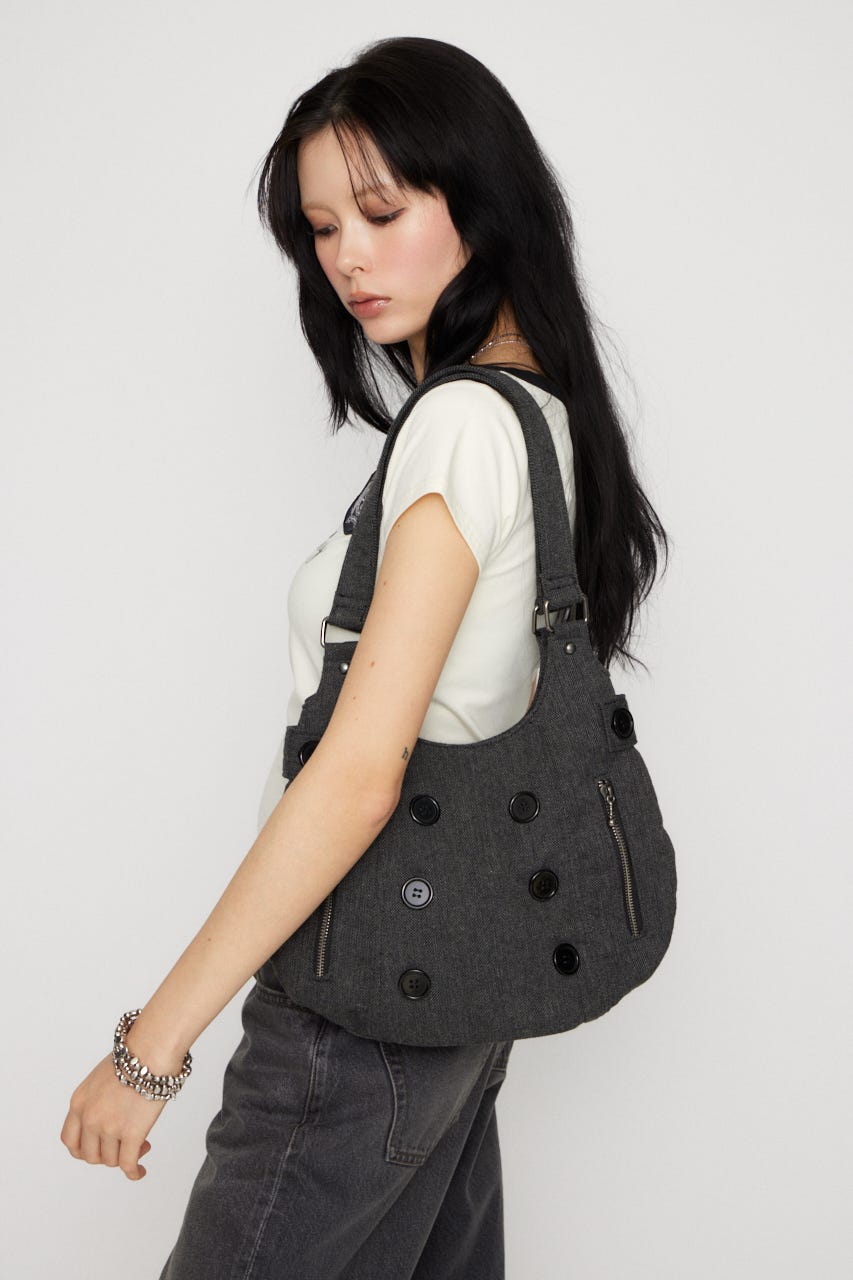 DOUBLE BUTTON バッグ BLK FREE