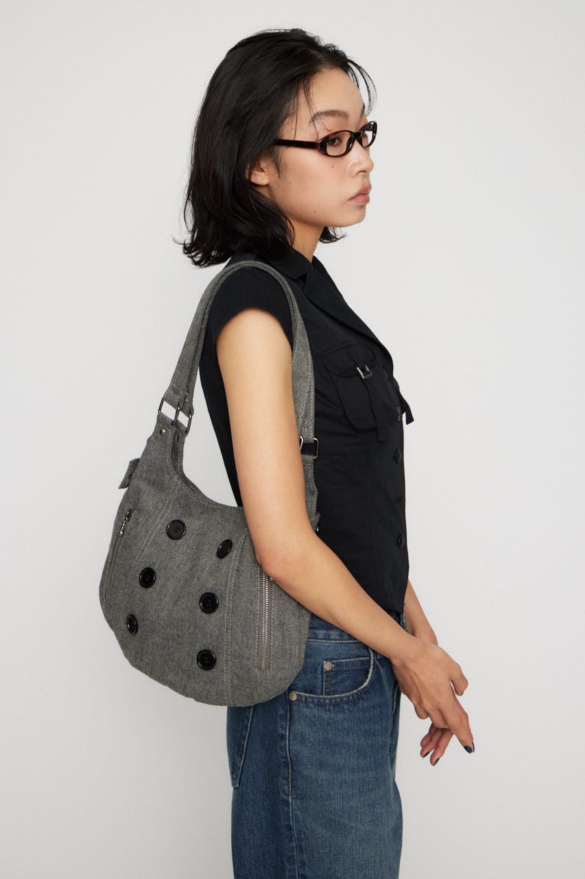 DOUBLE BUTTON バッグ GRY FREE