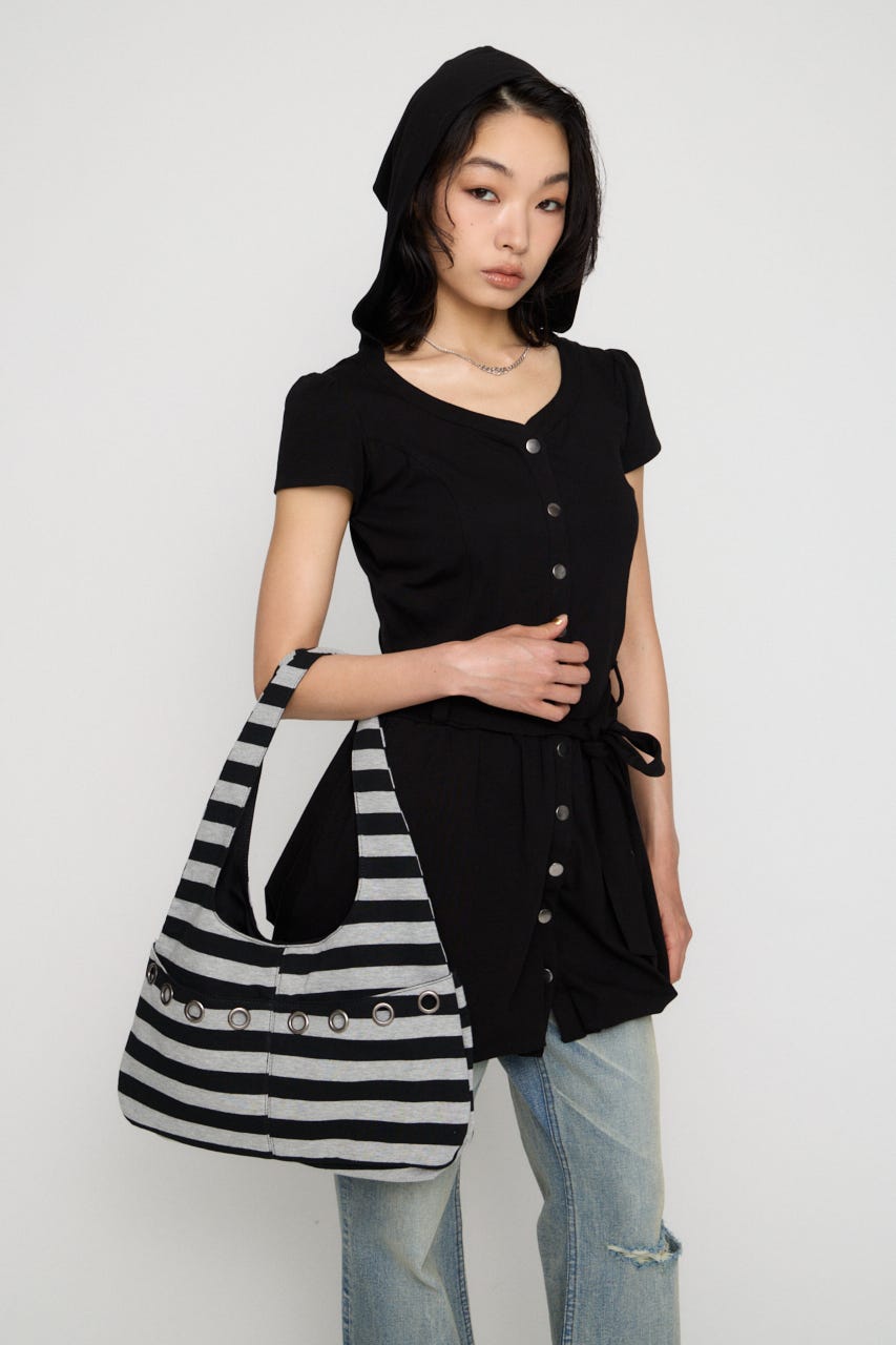 BORDER EYELET バッグ GRY FREE