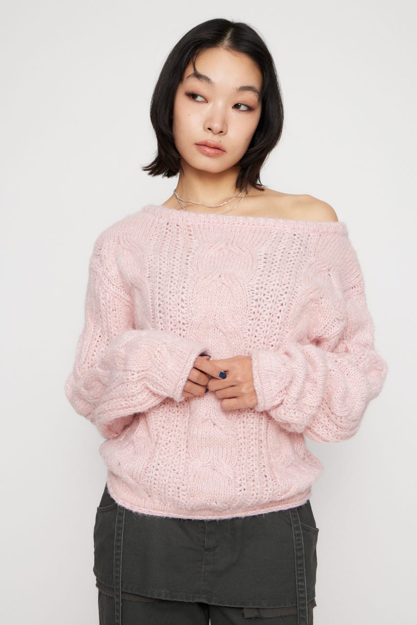 LOOSEY CABLE ニット PNK FREE