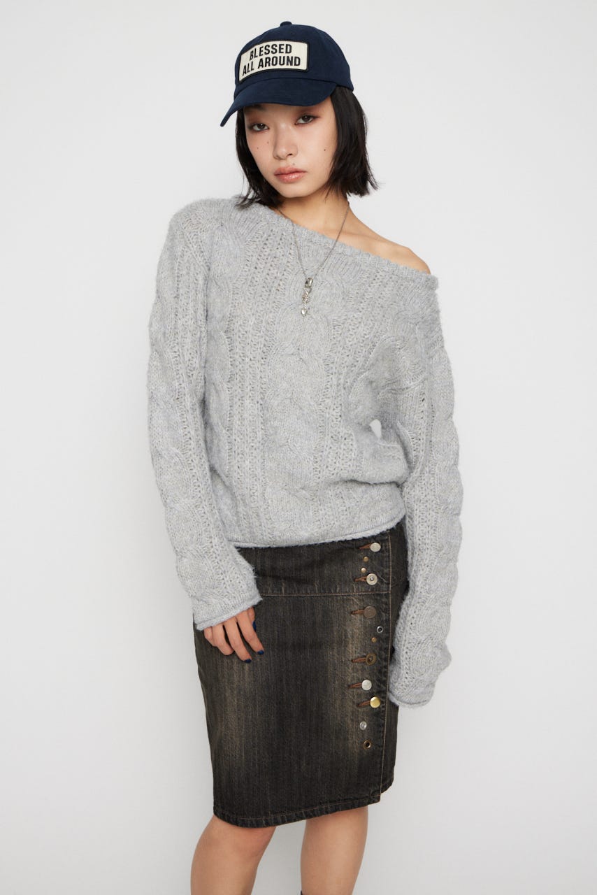 LOOSEY CABLE ニット T.GRY FREE