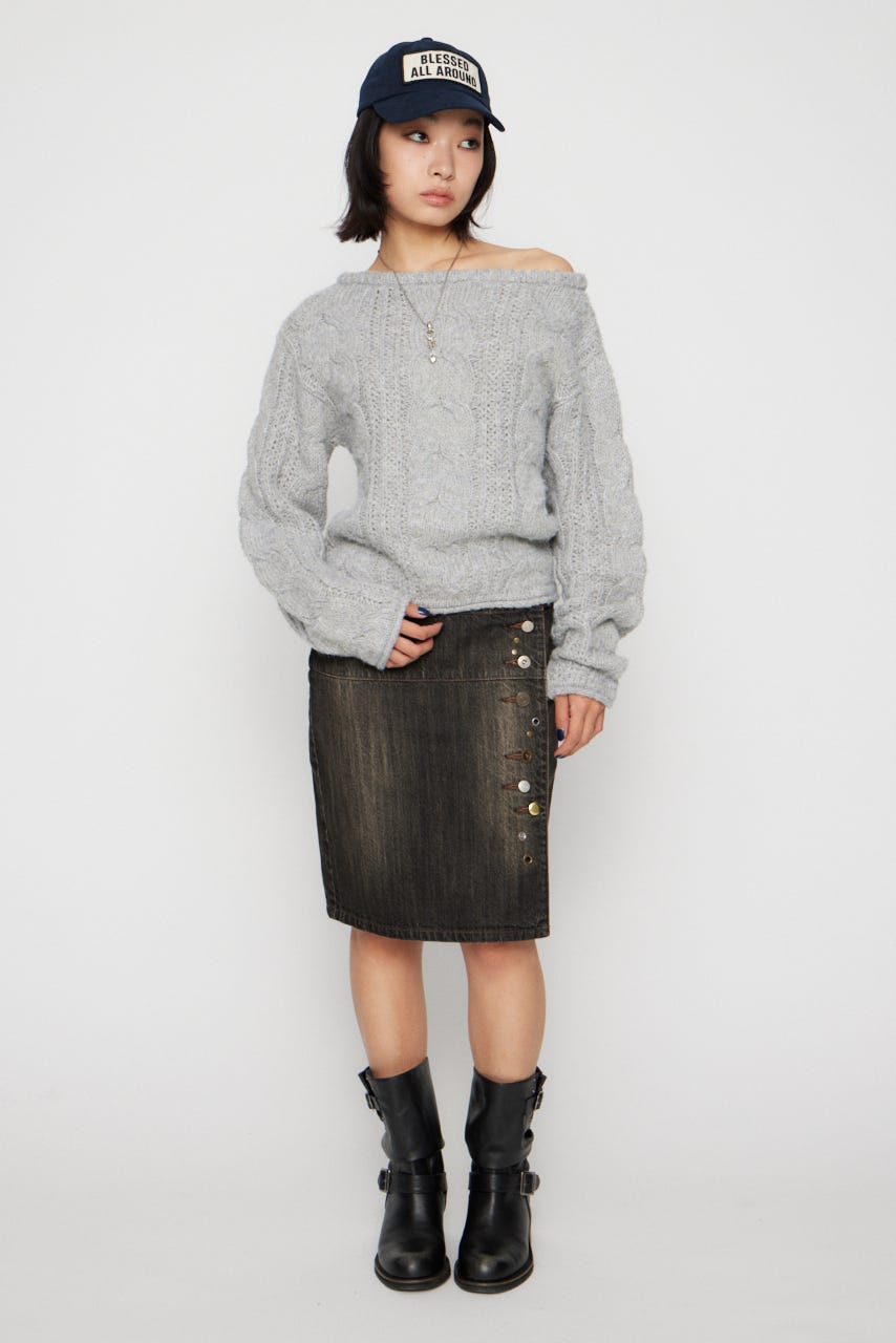 LOOSEY CABLE ニット T.GRY FREE