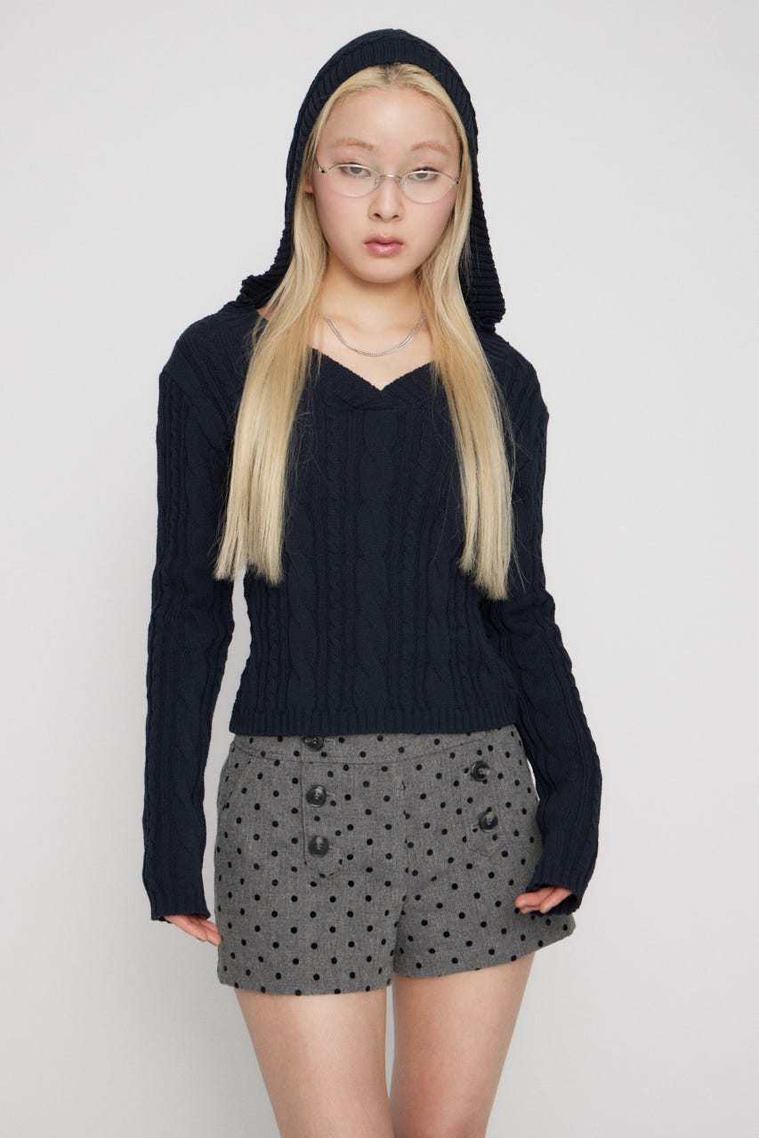 CABLE HOODIE ニット NVY FREE