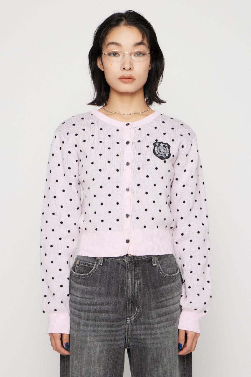 WAPPEN DOT CROPPED カーディガン PNK FREE