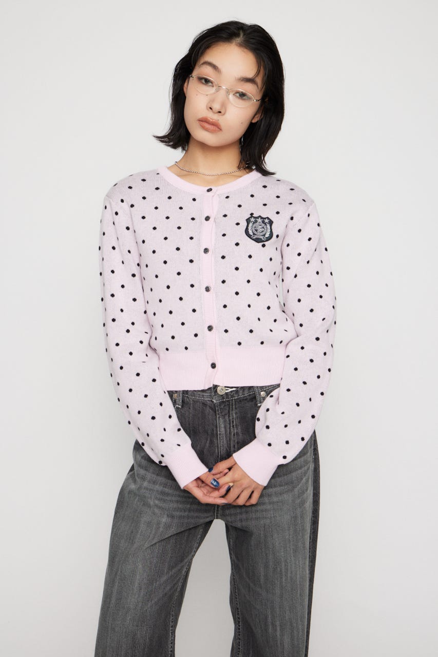 WAPPEN DOT CROPPED カーディガン PNK FREE