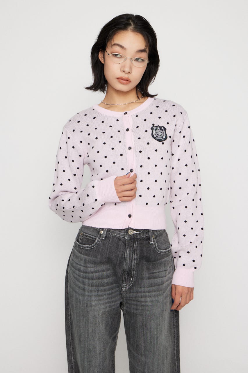 WAPPEN DOT CROPPED カーディガン PNK FREE