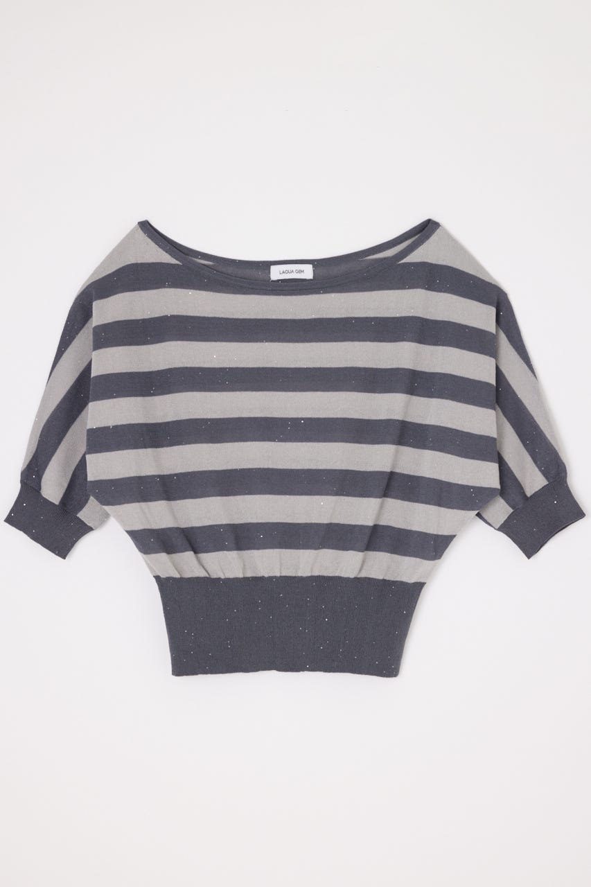 DOLMAN SLEEVE SEQUINS ニット GRY FREE
