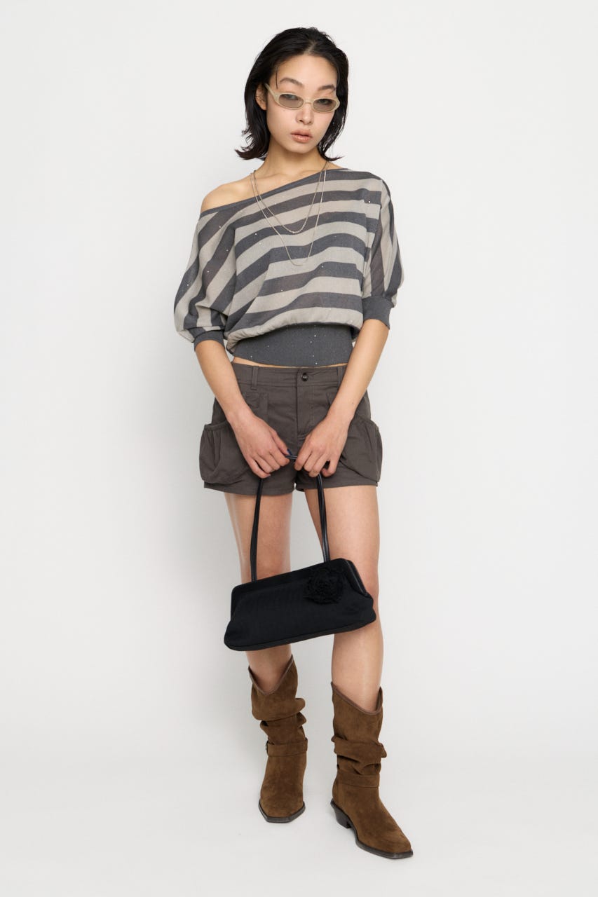 DOLMAN SLEEVE SEQUINS ニット GRY FREE