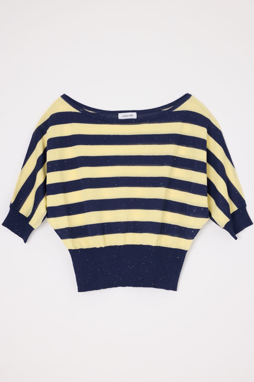 DOLMAN SLEEVE SEQUINS ニット NVY FREE