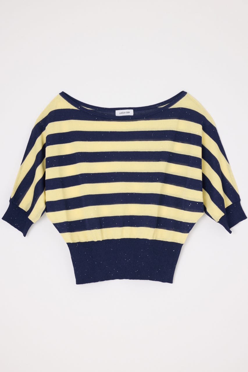 DOLMAN SLEEVE SEQUINS ニット NVY FREE