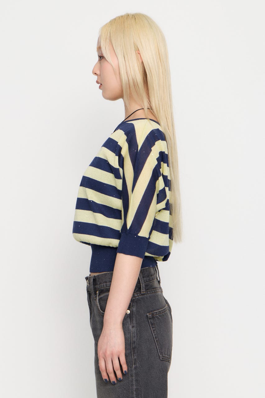 DOLMAN SLEEVE SEQUINS ニット NVY FREE