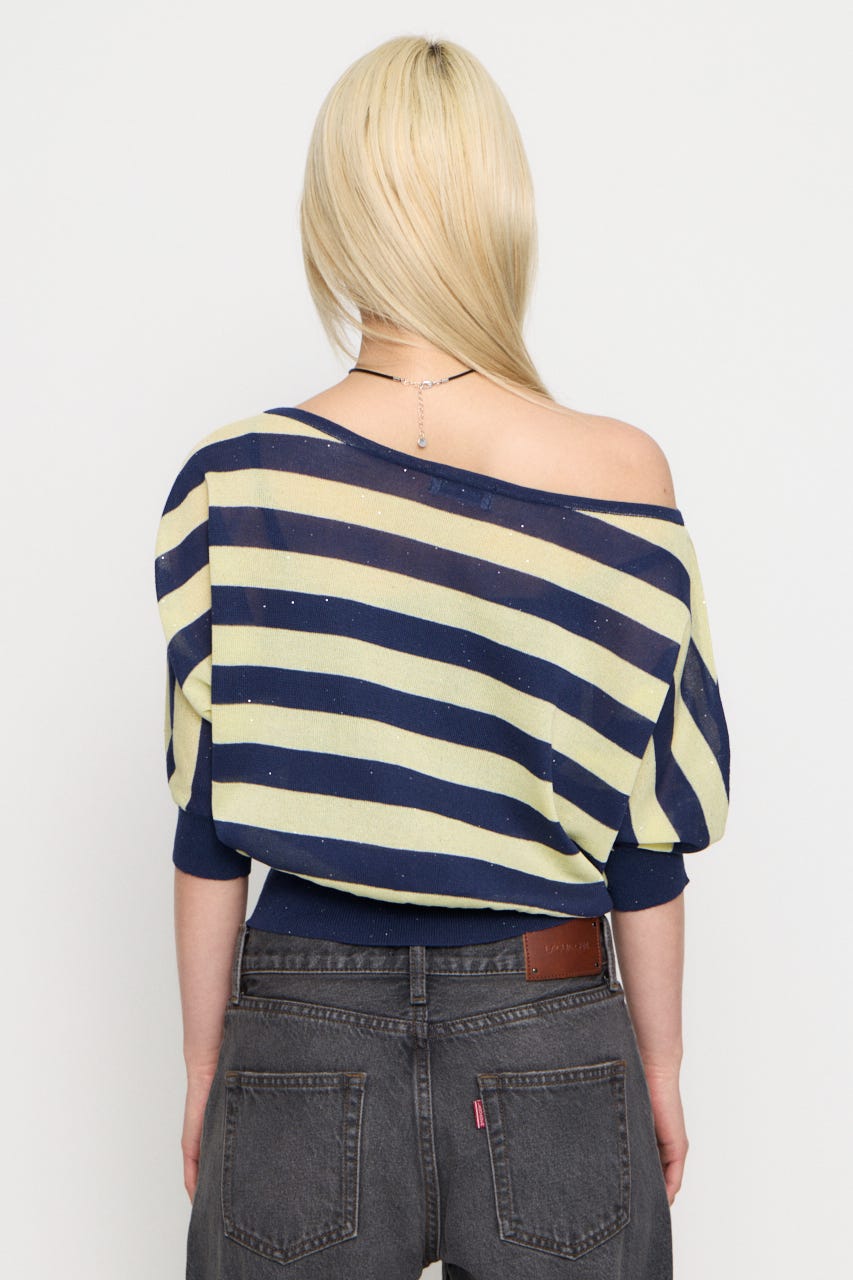 DOLMAN SLEEVE SEQUINS ニット NVY FREE