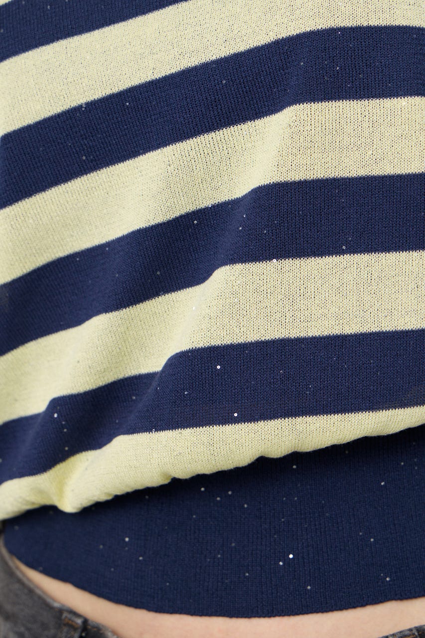 DOLMAN SLEEVE SEQUINS ニット NVY FREE