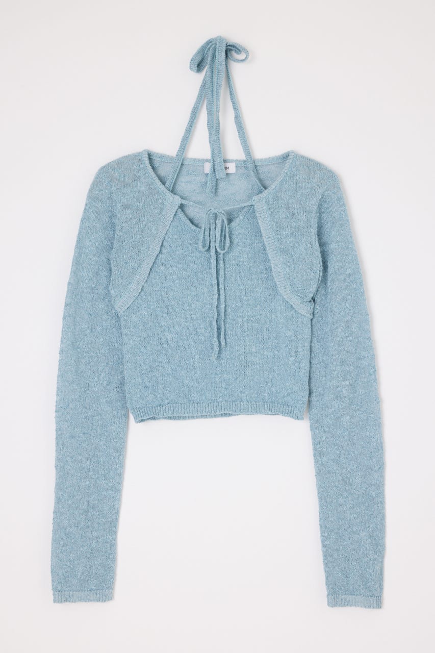 BOLERO 2PIECE ニット L/BLU FREE