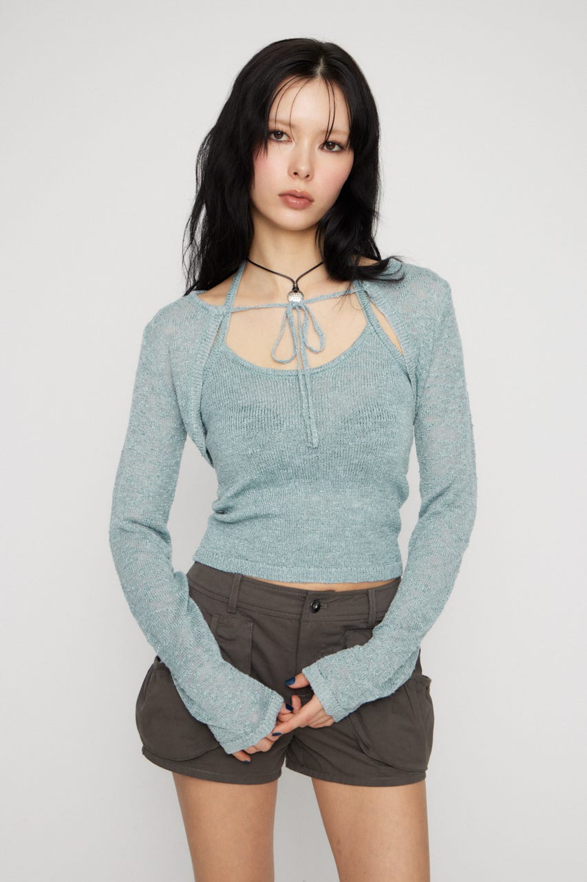 BOLERO 2PIECE ニット L/BLU FREE