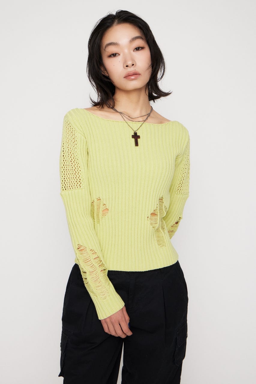 MIX BRAID ニット LIME FREE