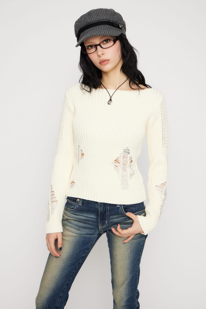 MIX BRAID ニット O/WHT FREE