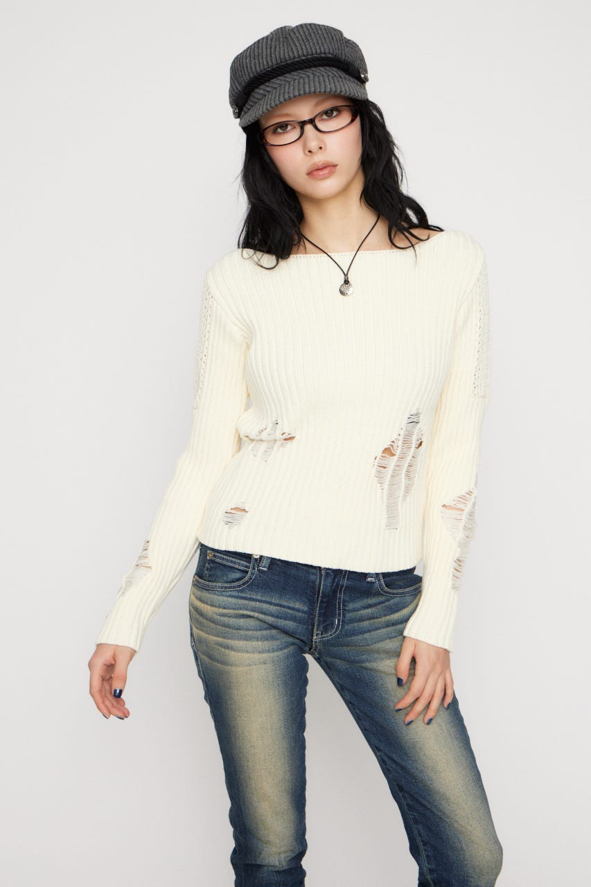 MIX BRAID ニット O/WHT FREE