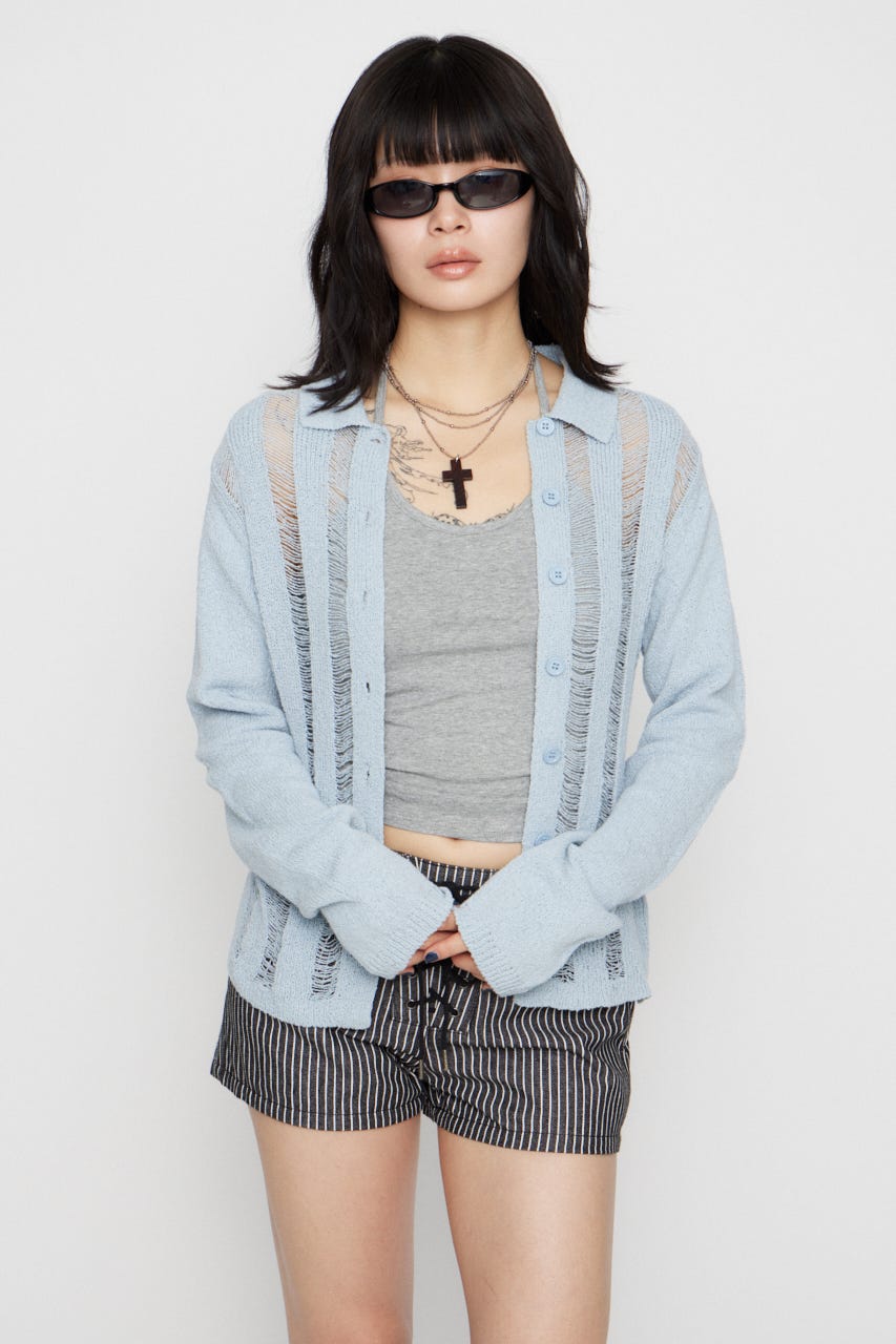 LADDER KNIT トップス L/BLU FREE