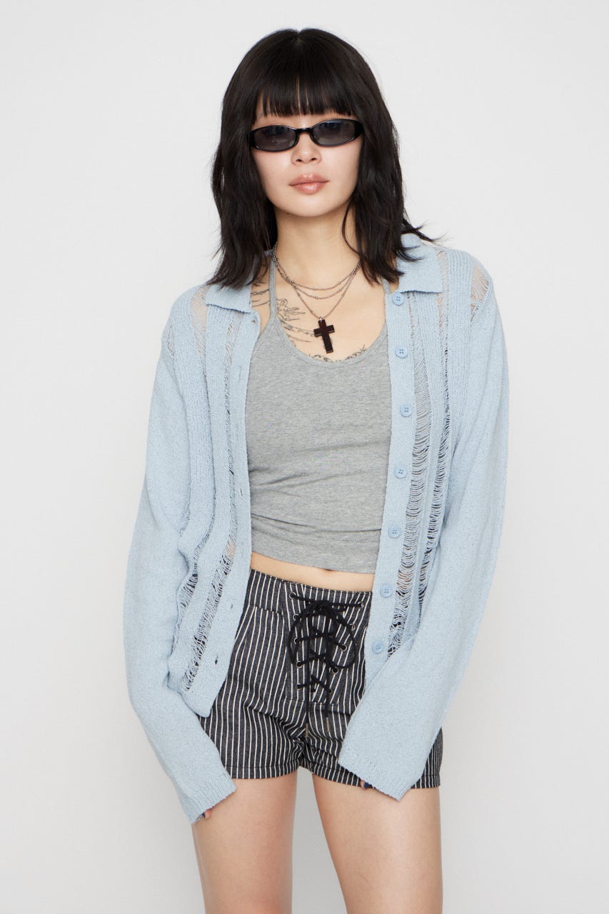 LADDER KNIT トップス L/BLU FREE