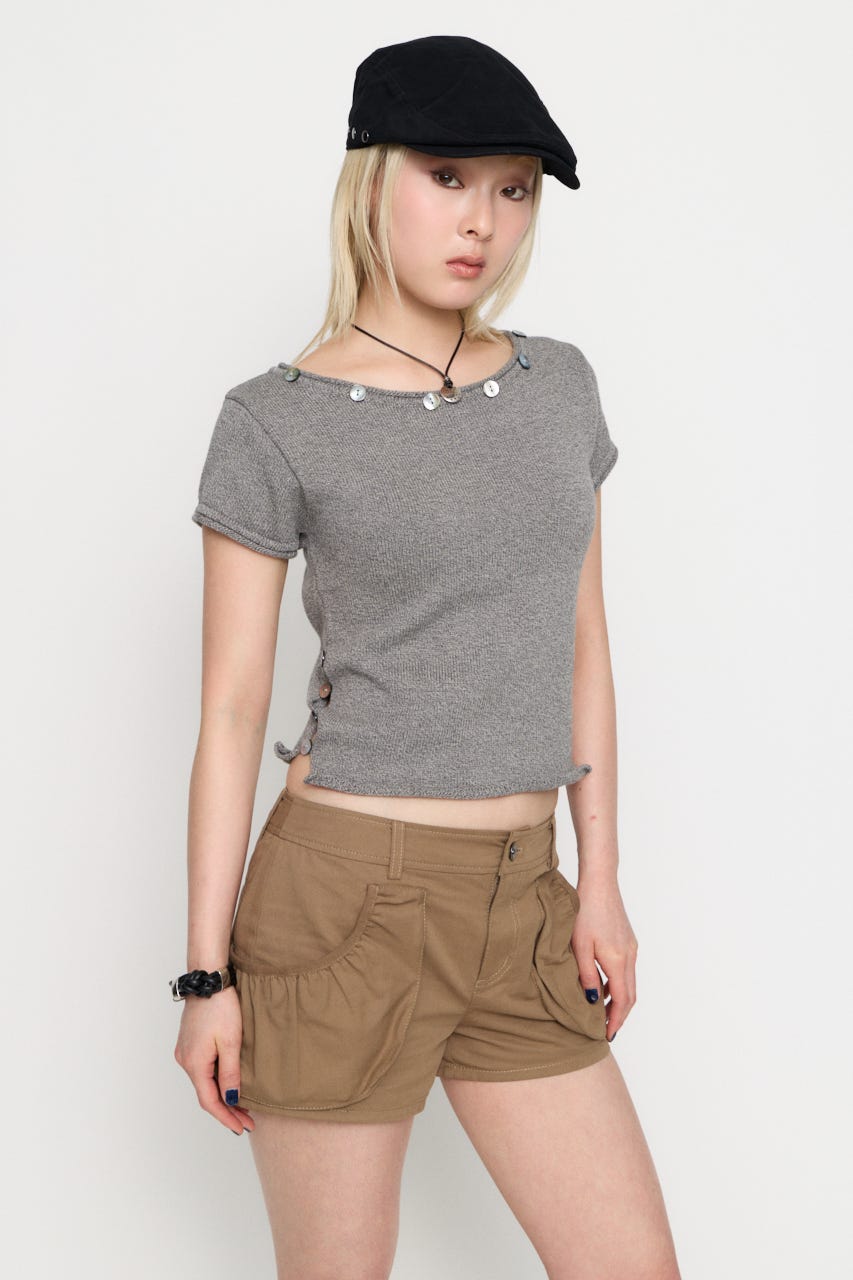 SIDE BUTTON ニット GRY FREE