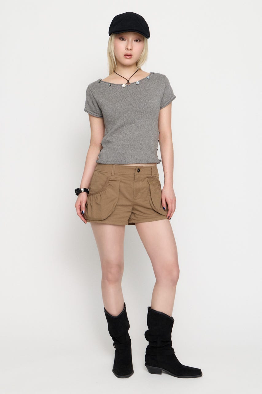 SIDE BUTTON ニット GRY FREE