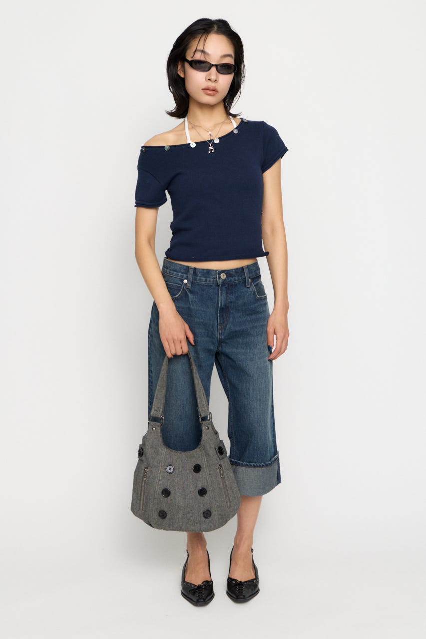 SIDE BUTTON ニット NVY FREE