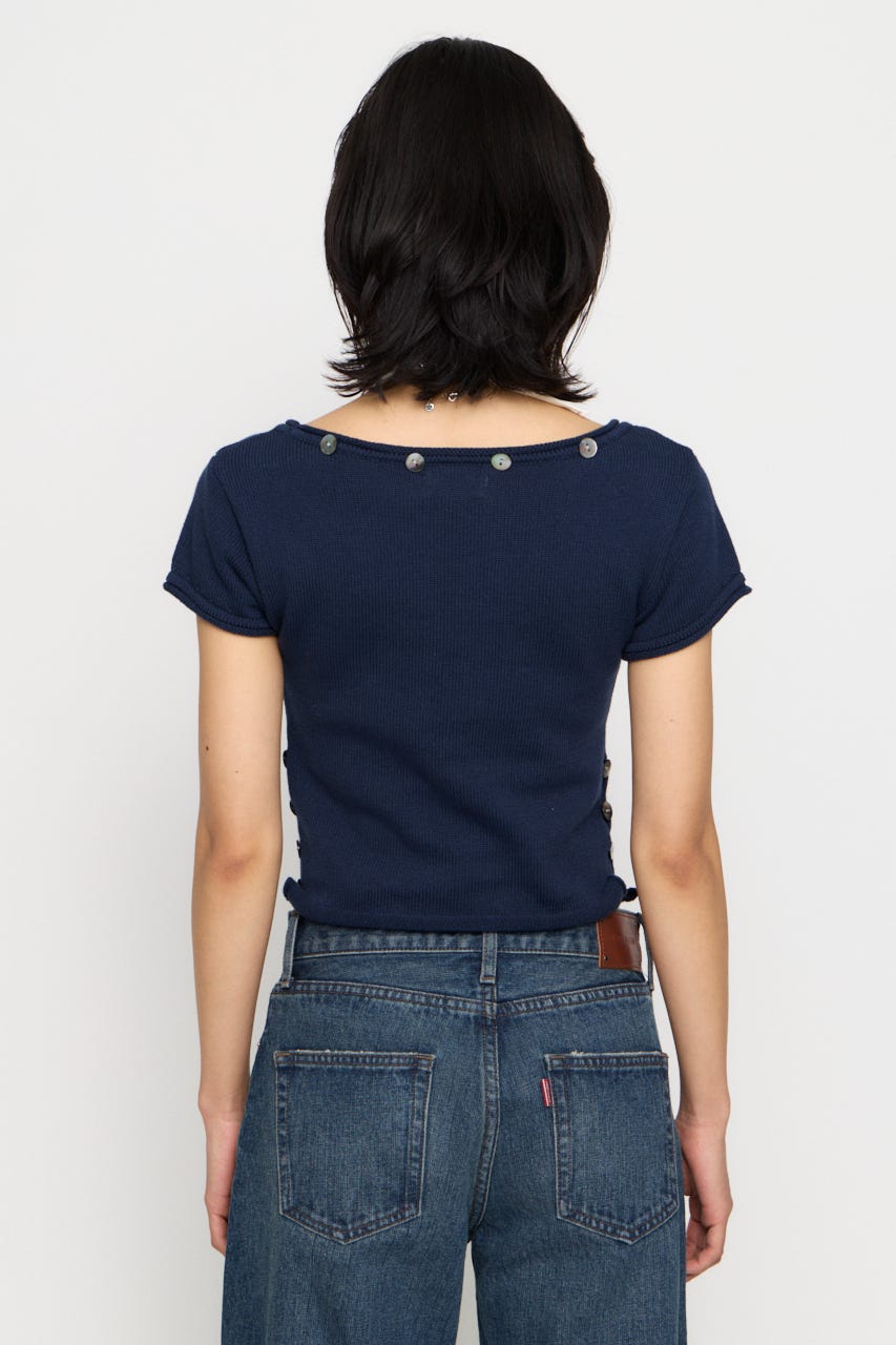 SIDE BUTTON ニット NVY FREE
