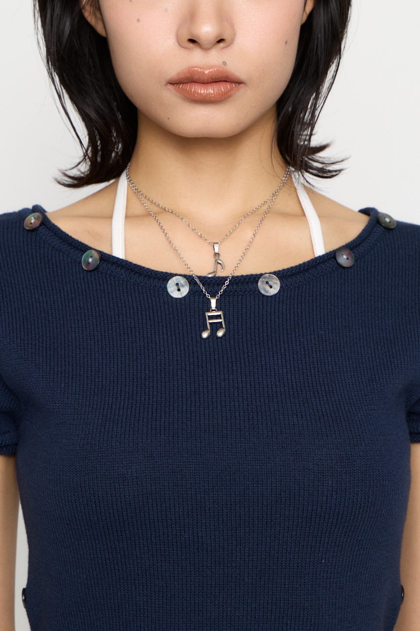 SIDE BUTTON ニット NVY FREE