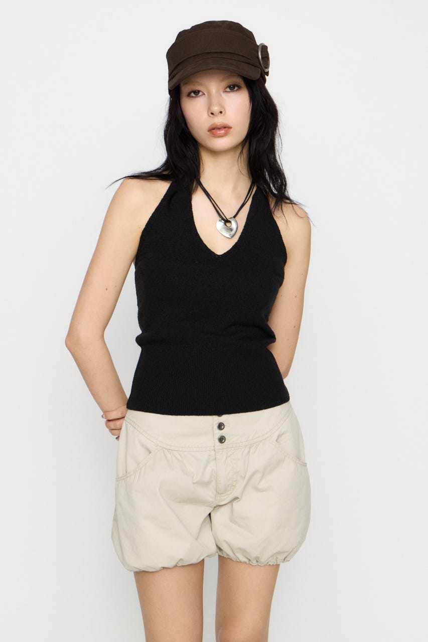 HALTER NECK COMPACT ニット BLK FREE