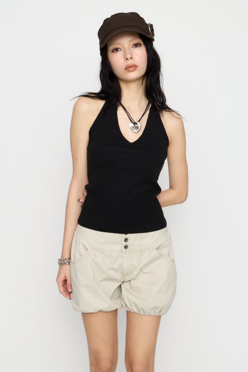 HALTER NECK COMPACT ニット BLK FREE