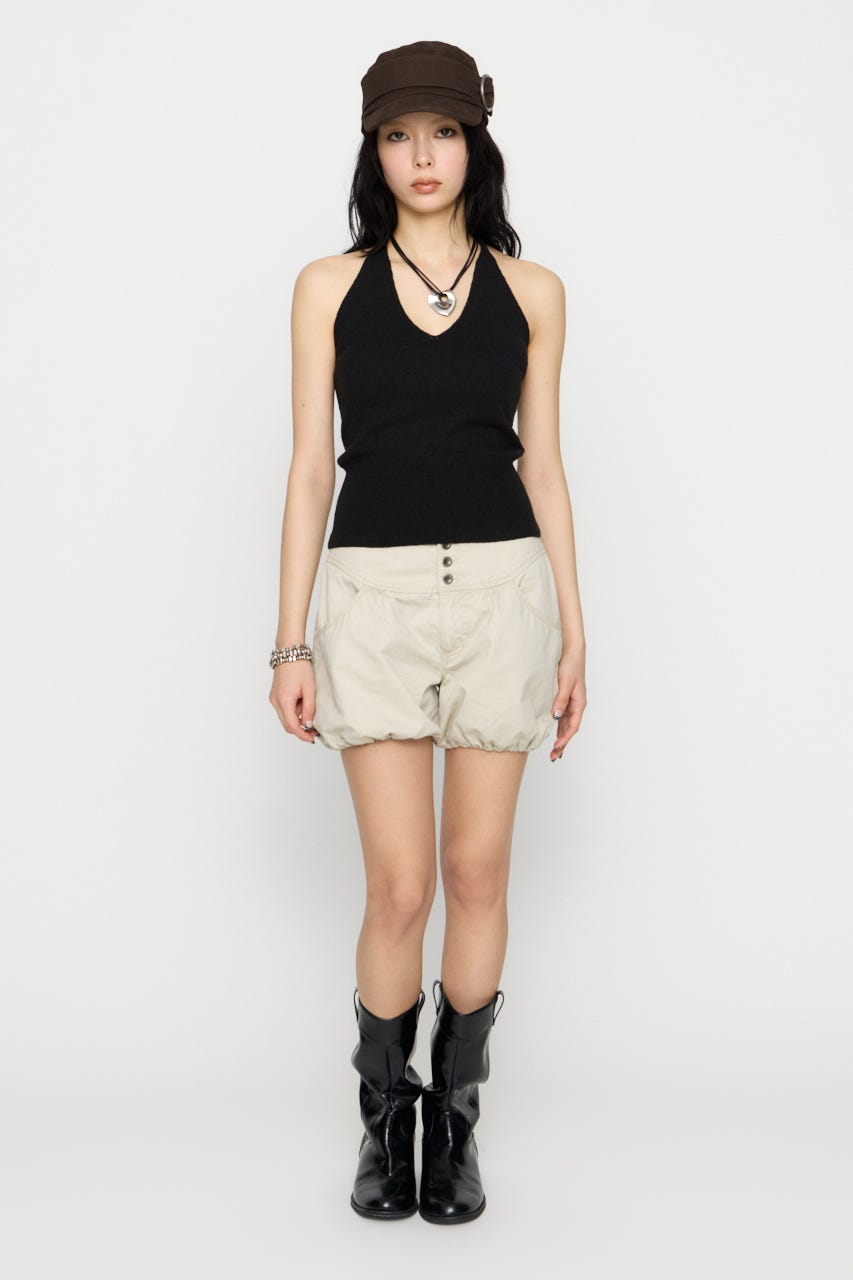 HALTER NECK COMPACT ニット BLK FREE