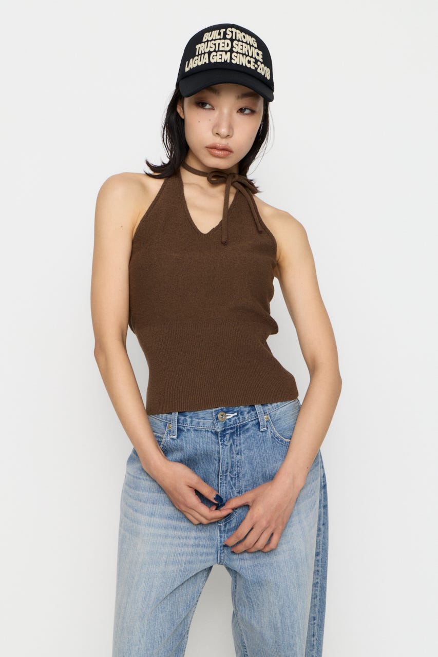 HALTER NECK COMPACT ニット BRN FREE