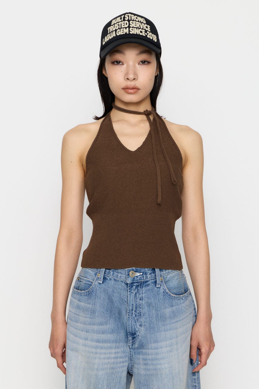 HALTER NECK COMPACT ニット BRN FREE