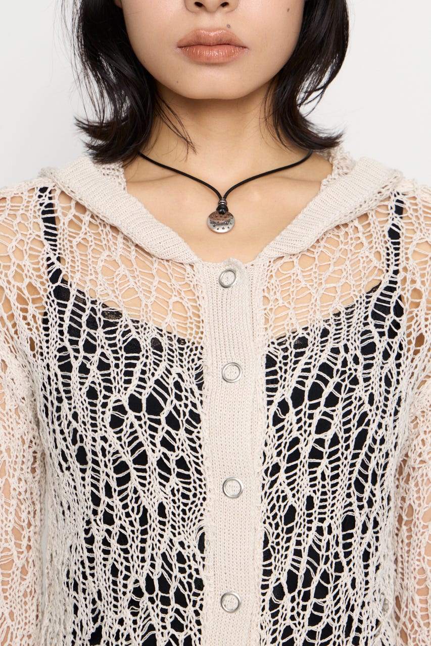 MESH FABRIC HOODIE カーディガン IVOY FREE