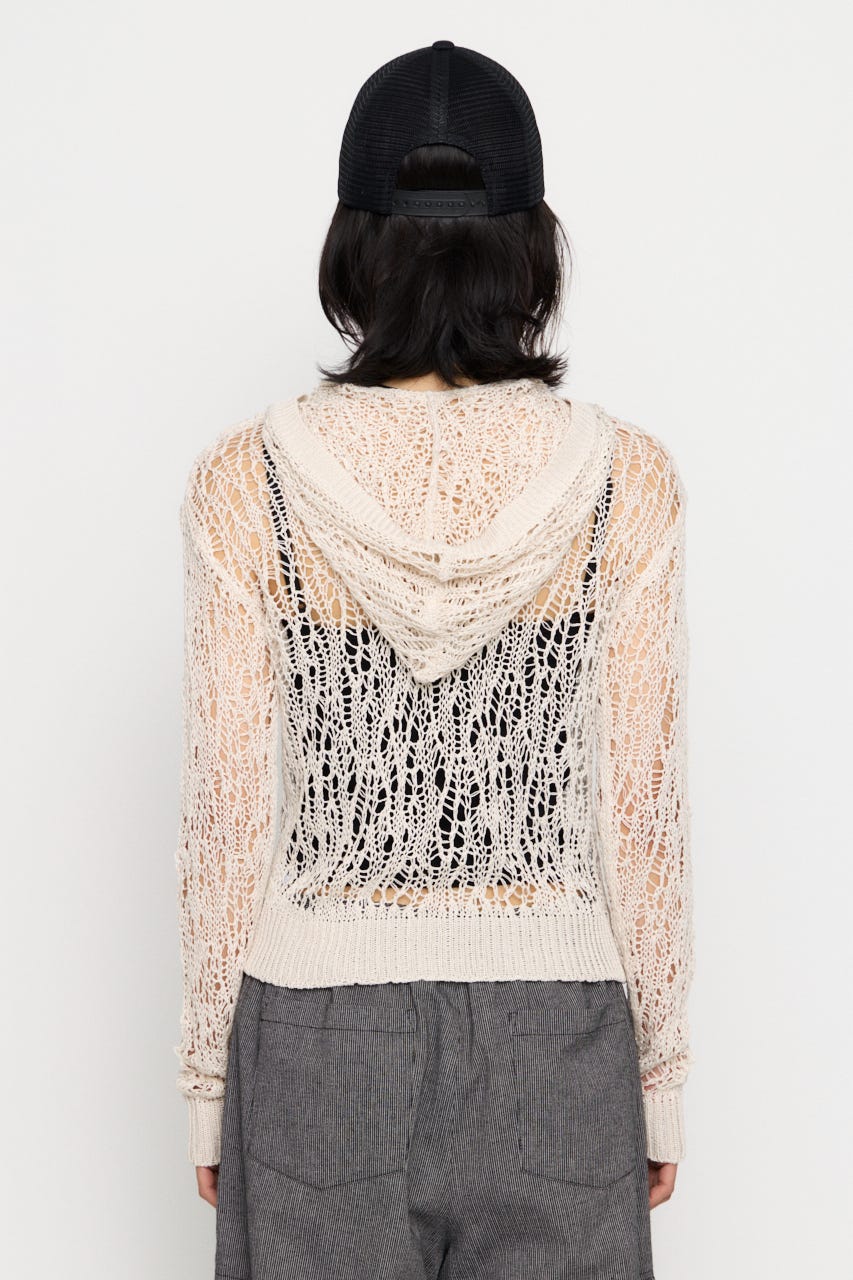 MESH FABRIC HOODIE カーディガン IVOY FREE