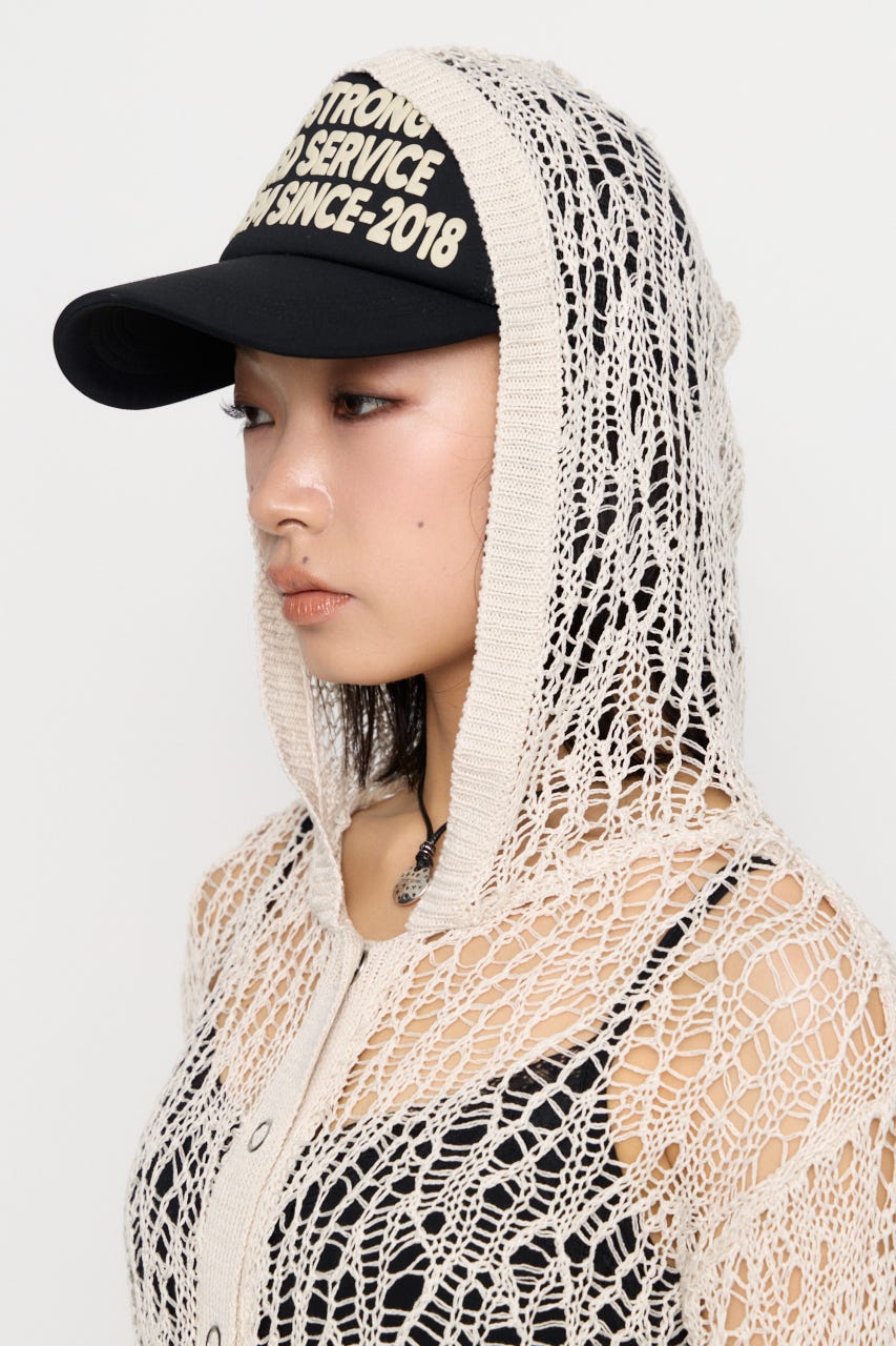 MESH FABRIC HOODIE カーディガン IVOY FREE