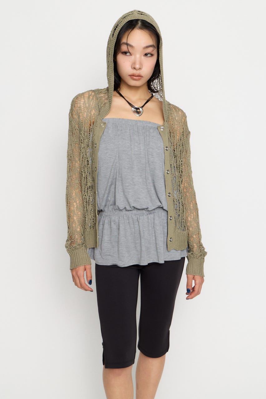 MESH FABRIC HOODIE カーディガン KHA FREE