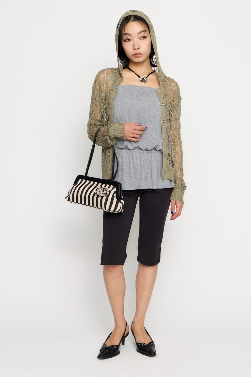MESH FABRIC HOODIE カーディガン KHA FREE