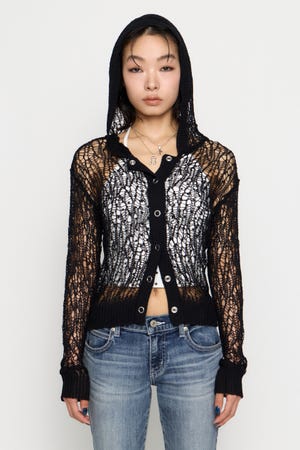 MESH FABRIC HOODIE カーディガン