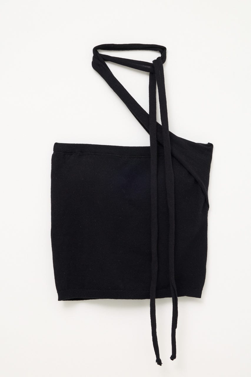 ONE SIDE TIE ニット BLK FREE