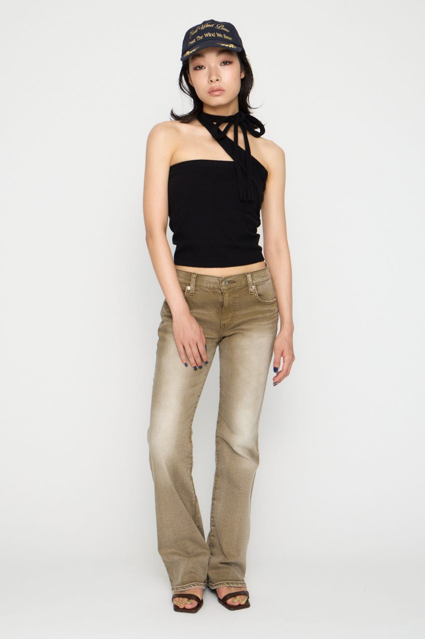 ONE SIDE TIE ニット BLK FREE