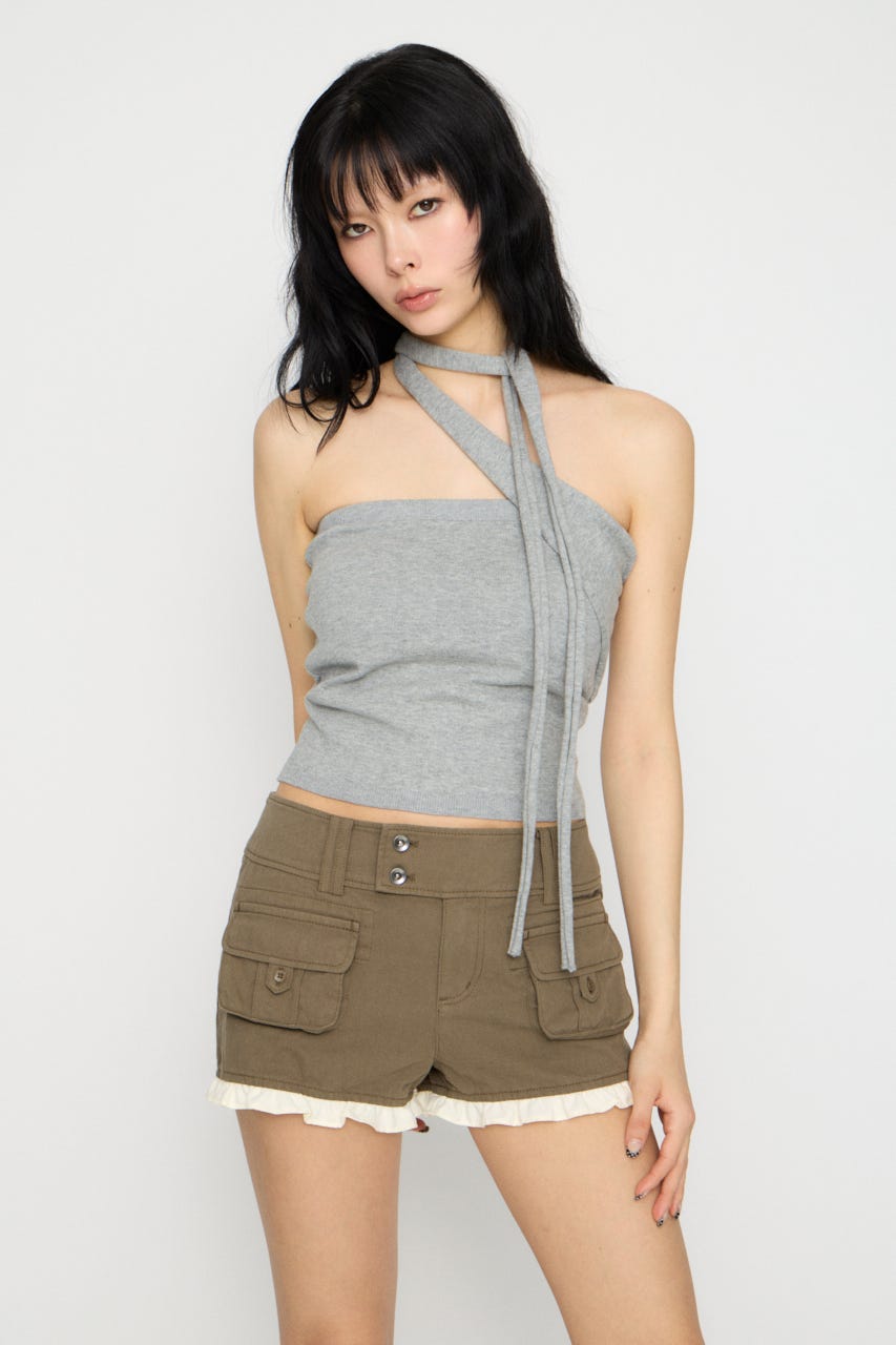 ONE SIDE TIE ニット GRY FREE