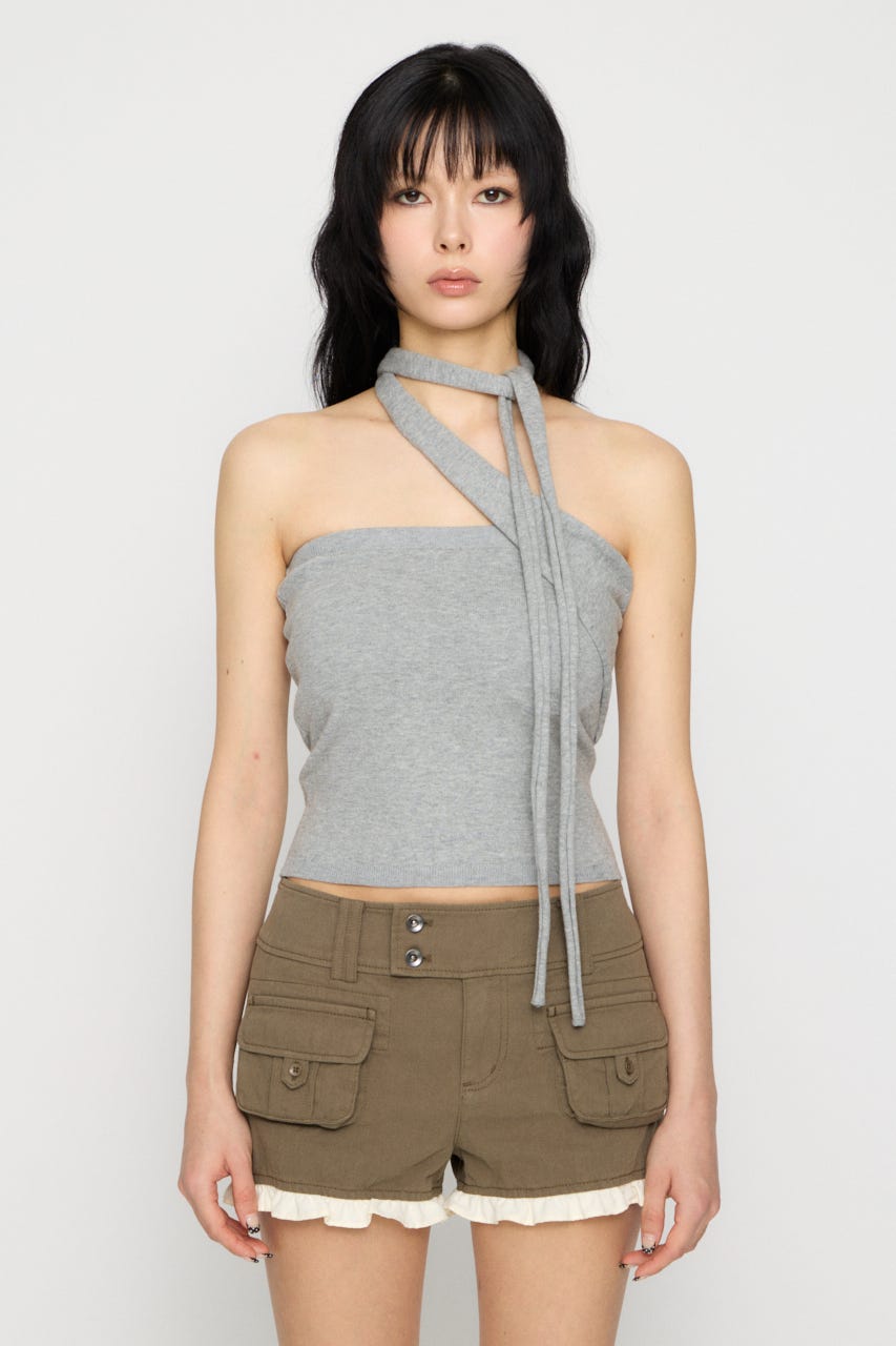 ONE SIDE TIE ニット GRY FREE