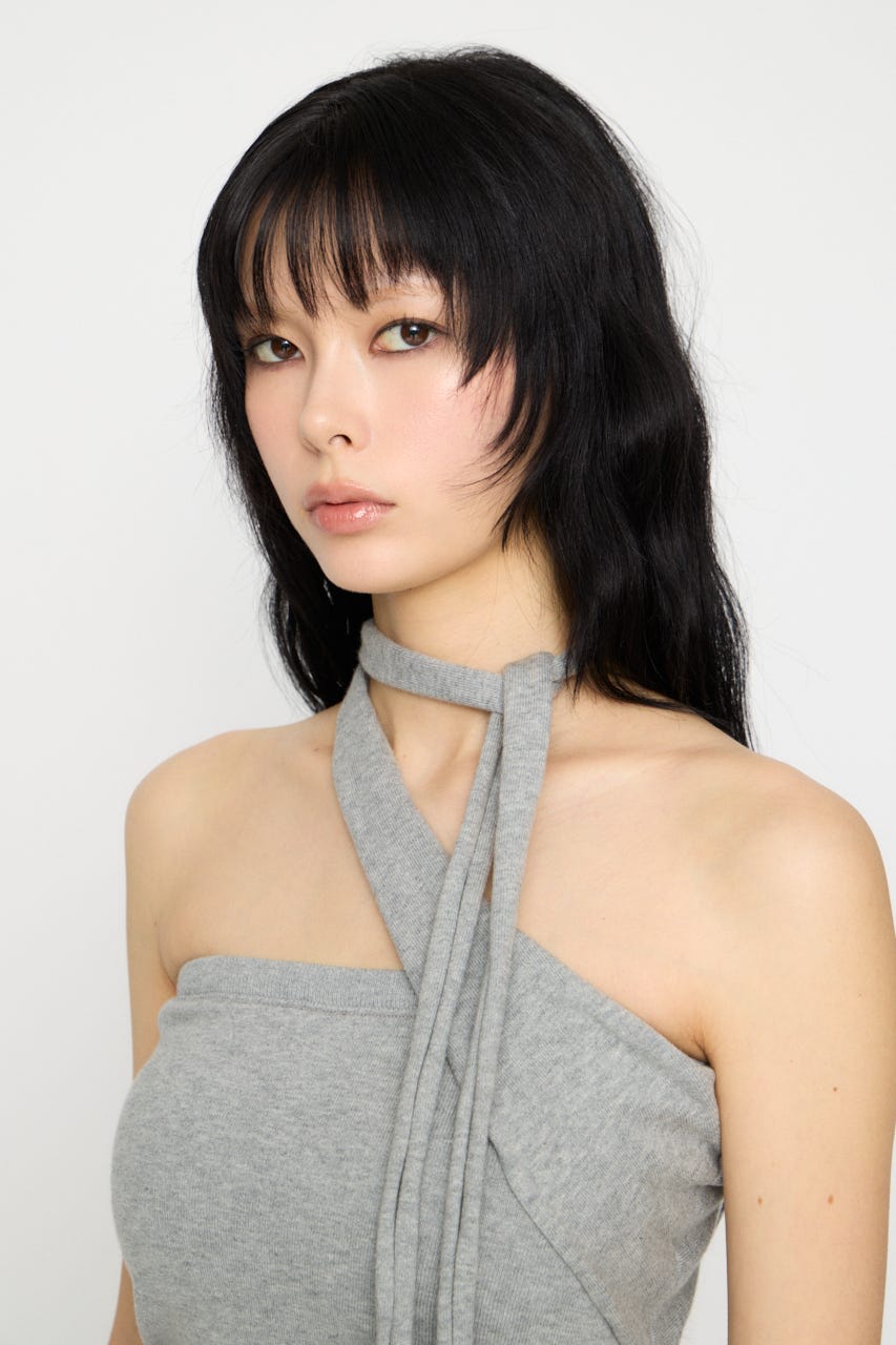 ONE SIDE TIE ニット GRY FREE